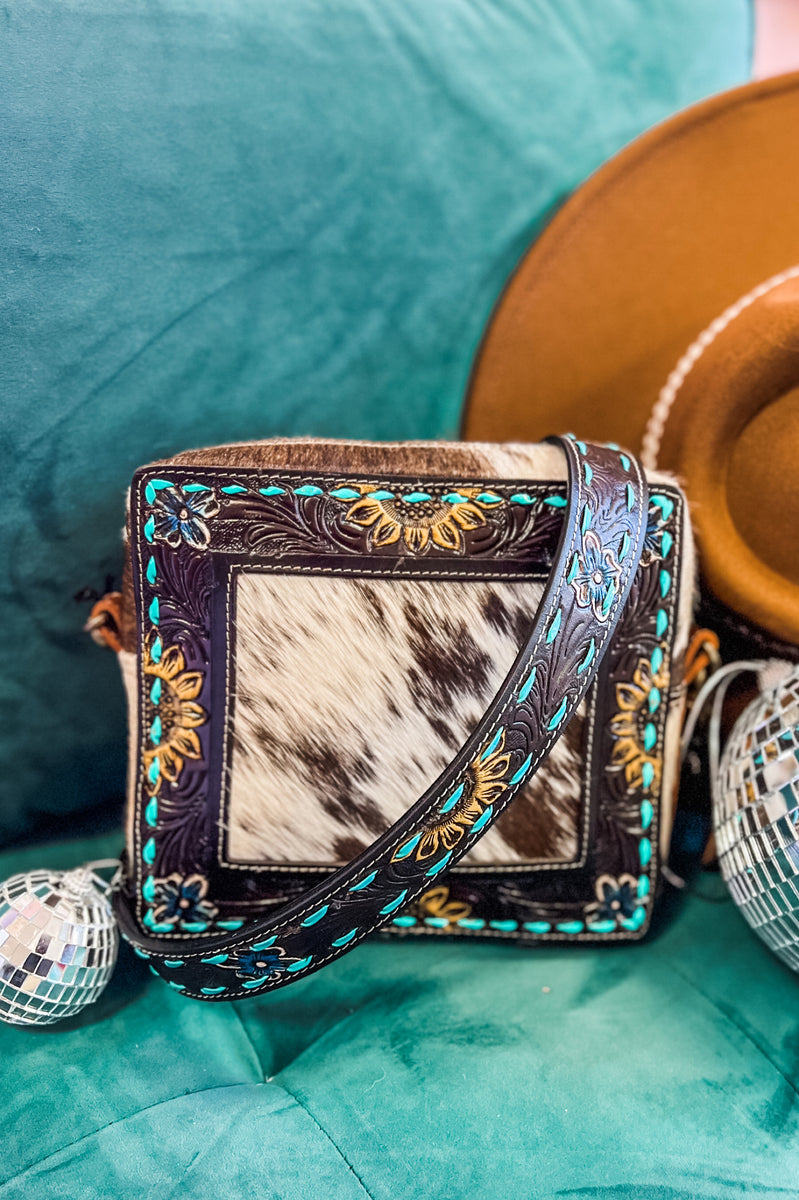 Buckstitch Dark Brown Tooled Leather Bag Strap Southern Roots Boutique