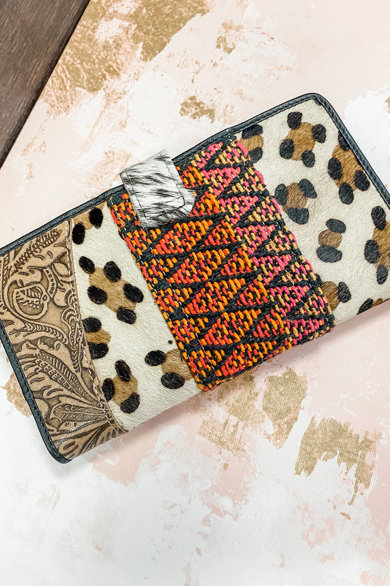 Leopard-print Crespo zip-around wallet with branded plate in Multicolor