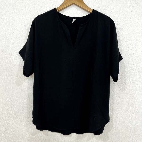 Zenana Black Chiffon V-Neck Blouse Medium