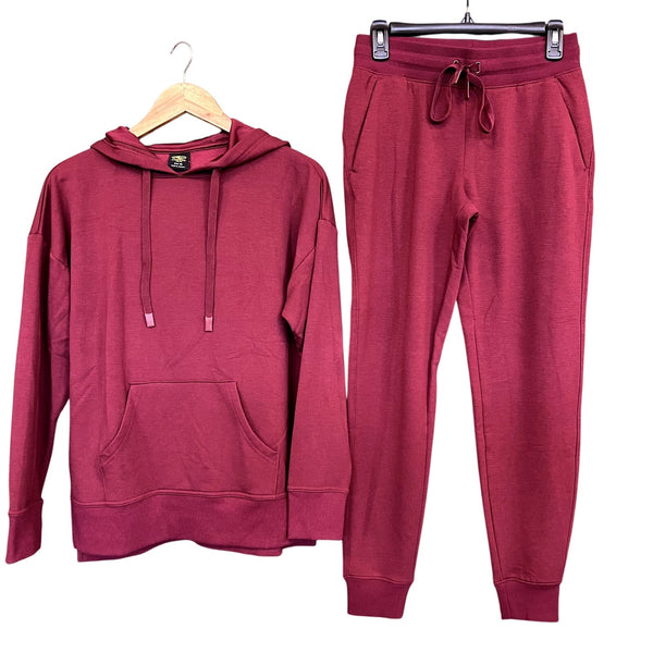 Athletic Works Maroon Jogger + Hoodie Lounge Set XS/S