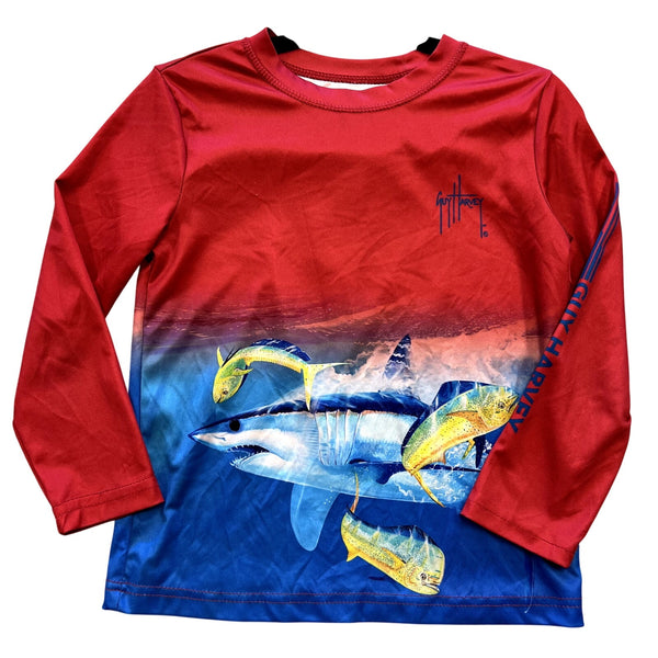 Guy Harvey Boys Long Sleeve Shark Beach Top Size 6
