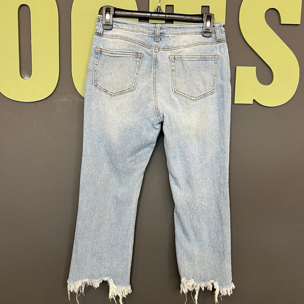 Chelsea & Violet Straight Leg Cropped Distressed Jeans Size Youth 12