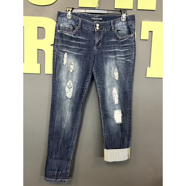 Maurices Dark Wash Distressed Skinny Ankle Jeans Size 11/12