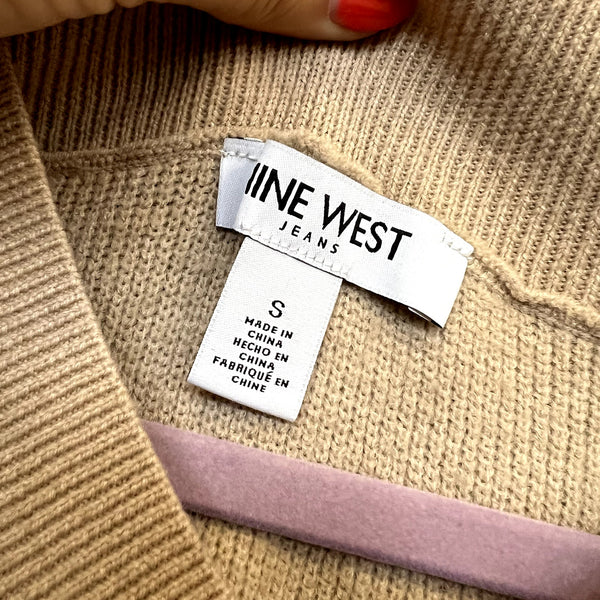 Nine West Tan V-Neck Sweater Size Small