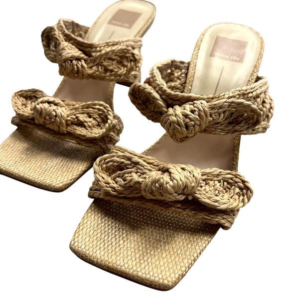 Dolce Vita Zemmie Block Heel Raffia Sandals Size 9
