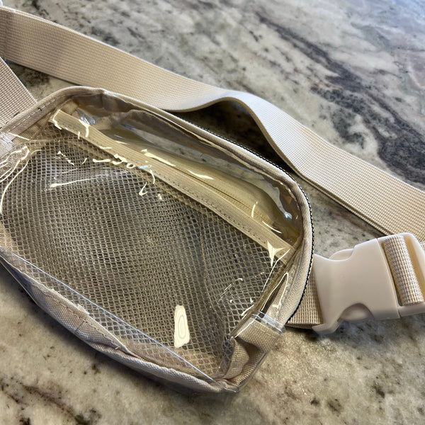NEW Light Tan Clear Fanny Pack