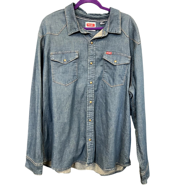 Wrangler Men's Pearl Snap Denim Button Down Top Size XXL
