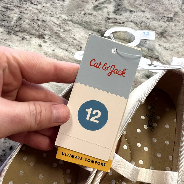 NWT Cat & Jack White Nora Slip On Ballet Flats Girls Size 12