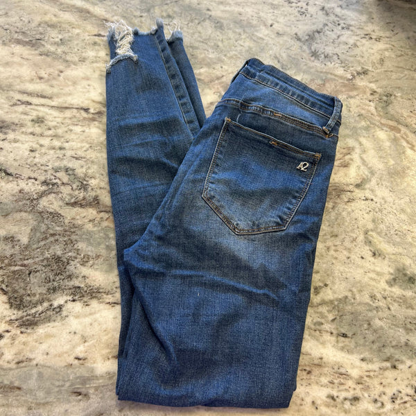 A2nd Medium Wash Distressed Skinny Jeans Size 5