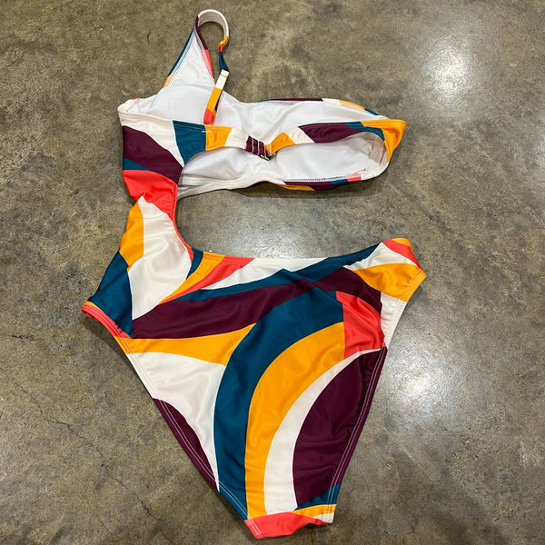 Shade & Shore Women's One Piece Cut Out Geometric Boho Swimsuit Medium