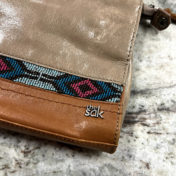 NEW The Sak Western Aztec Seed Bead Leather Crossbody Bag