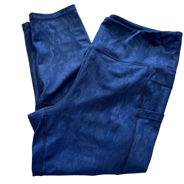 Zyia Active Camo Metallic Blue Leggings Size 14/16
