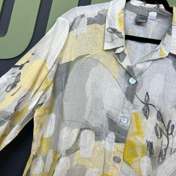 Dolcezza Art Citrus Mist I Linen Blouse Large