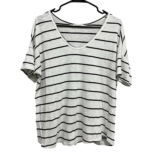 Cherish Boutique Scoop Neck Black + White Striped Top Medium