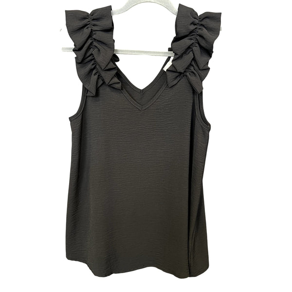 Entro Boutique Black Ruffle Strap Tank Top Small