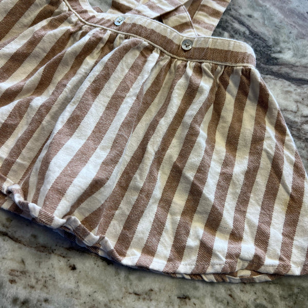 Rylee + Cru Striped Linen Overall Dress Size 18-24 Mo.