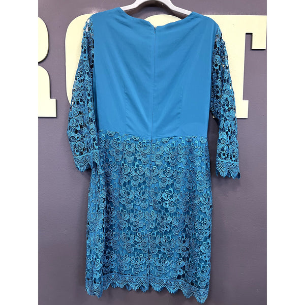 Antonio Melani Turquoise Lace Midi Dress Size 10