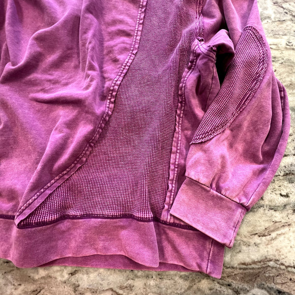 Women's Boho Garment Dyed Purple Mixed Pattern Oversized Pullover Size M/L