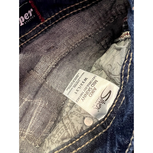 Silver Jeans Aiko Super Stretch Mid Rise Skinny Jeans Size 32