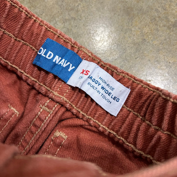 Old Navy High Rise Baggy Wide Leg Rust Jeans Size Girls XS