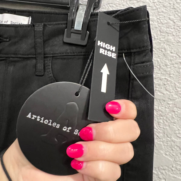 NWT Articles of Society Hilary Breakwater Coated Black Skinny Jeans Size 24