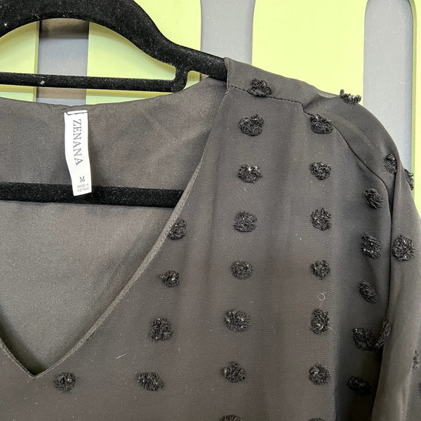 Zenana Swiss Dot Lined Mini Dress Size Medium