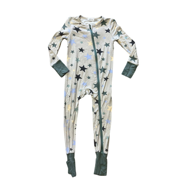 Angel Dear Sage + Teal Star Bamboo Convertible Footie 18-24 Mo