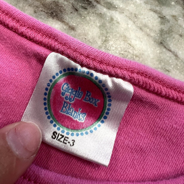 Giggle Box Embroidered Reindeer Pink Top Size 3