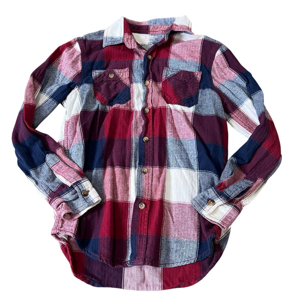 Arizona Jeans Boys Red + Blue Plaid Flannel Size M (10/12)
