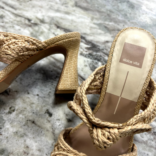 Dolce Vita Zemmie Block Heel Raffia Sandals Size 9