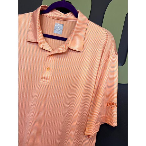 Callaway Opti Dri Orange Striped Golf Polo Size XL