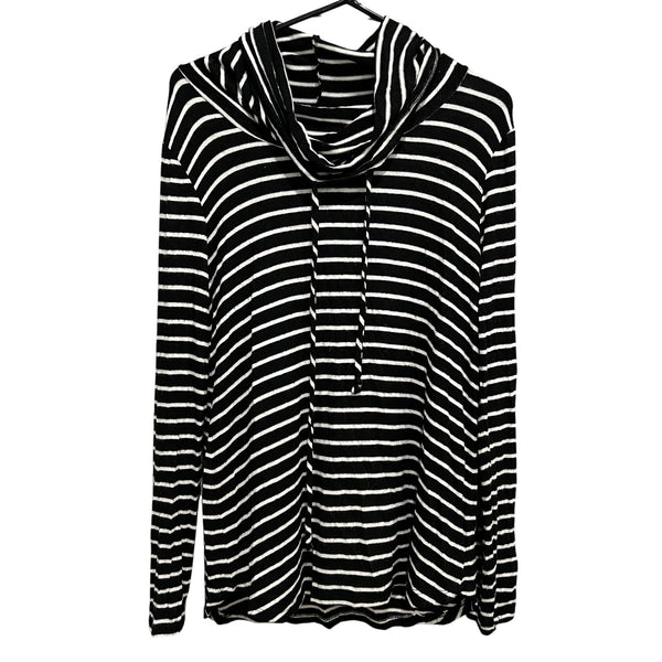 Pink Clover Cowl Neck Black + White Stripe Stretch Blouse Medium
