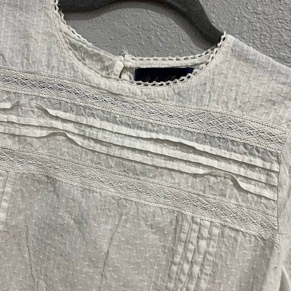 Blue Rain Boutique Lace Peplum White Blouse Size Medium