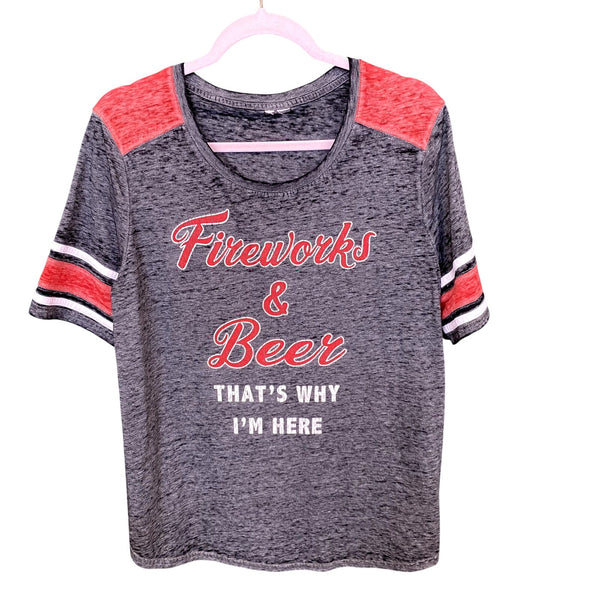 Fireworks & Beer Burnout Graphic Top Size Large