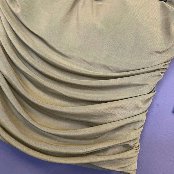 Abercrombie & Fitch Olive Green Mesh Ruched Tube Top Large