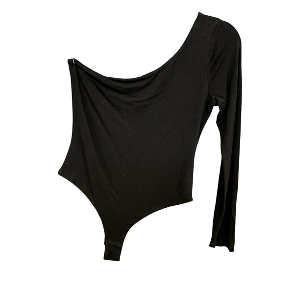 Mono B Cotton One Shoulder Long Sleeve Bodysuit Size Large