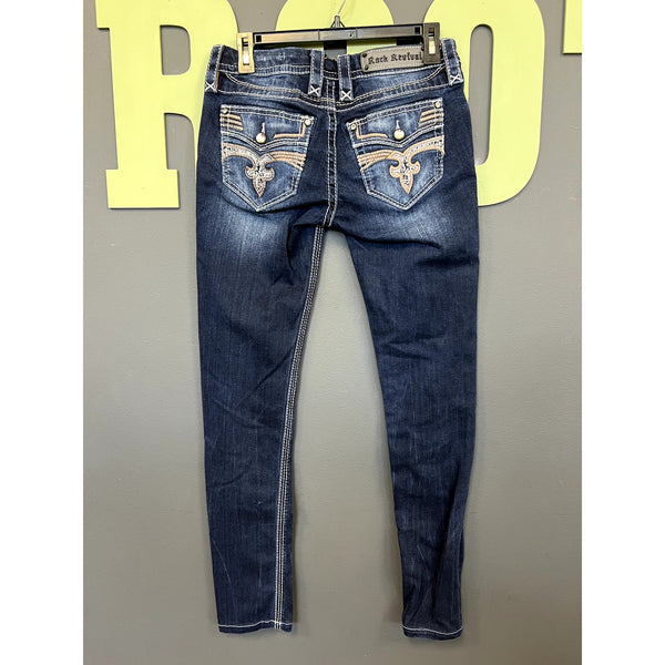 Rock Revival Dark Wash Axteen Skinny Jeans Size 27
