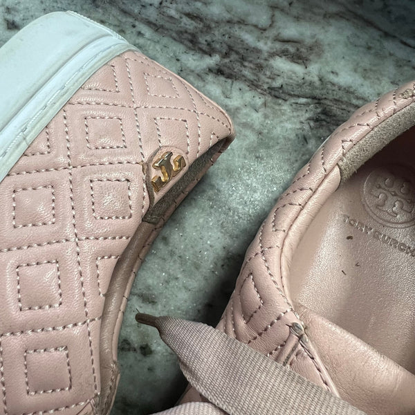 Tory Burch Marion Pink Quilted Leather Sneakers Size 6.5