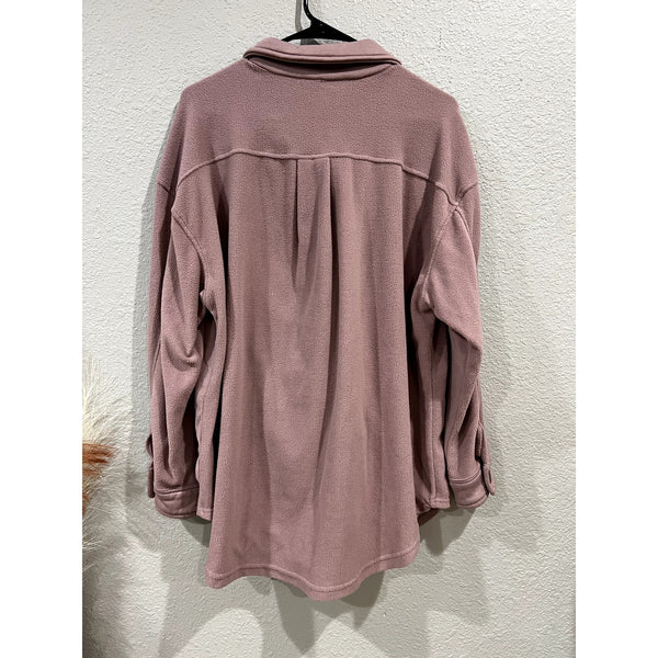 La Miel Boutique Soft Fleece Button Down Mauve Shacket Small
