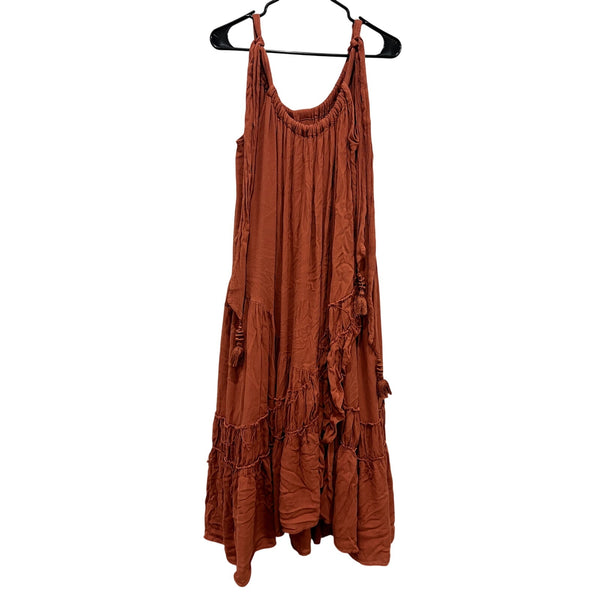 Free People Bare it All Maxi Dress Rust Orange Size Large