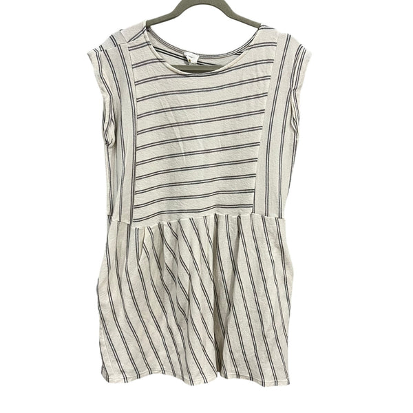 By Together Boutique Contrast Striped Linen Blend Ivory Sundress Medium