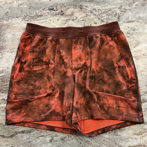Lululemon Men's Orange + Brown Athletic Shorts Size XL