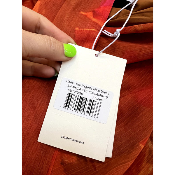 NWT Peppermayo Under the Pagoda Maxi Dress Amber Size 6
