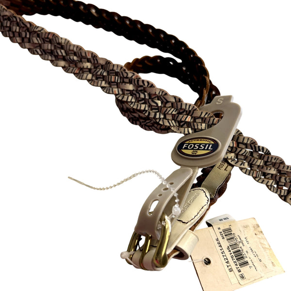 NWT $36 Fossil Coconut Braided Belt Size Small