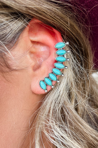 Turquoise Concho Marquise Cuff Earrings