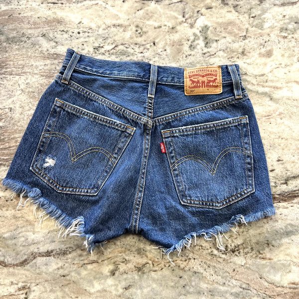 Levi's Dark Wash Denim Distressed Cutoff Shorts Size 24