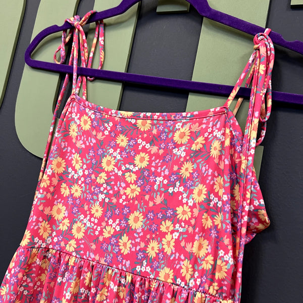 Heimish Floral Pink Ruffle Tank Top Small
