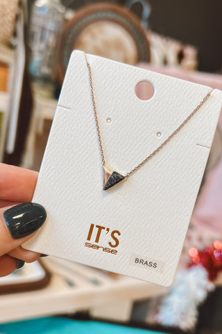 Black + Brass Triangle Pendant Necklace