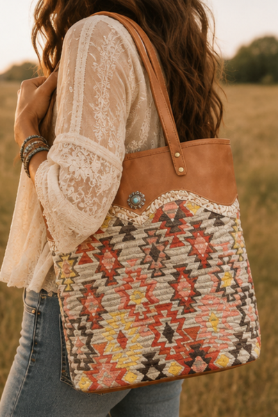 Desert Bloom Aztec Canvas Tote Bag