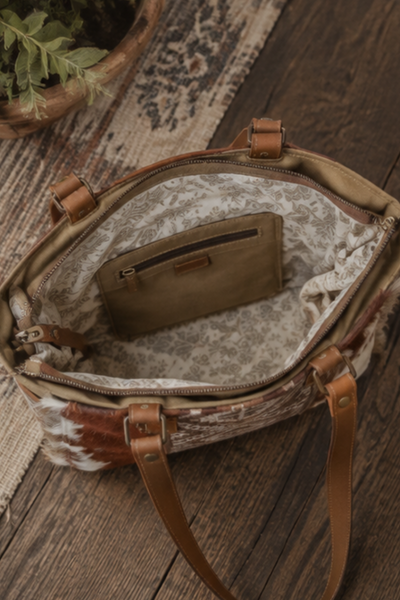 Elisa Le Cowhide + Canvas Shoulder Bag